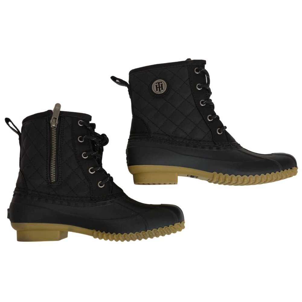 Tommy Hilfiger Women's Duck Boots Sz. 7M Waterproof, Lace-Up, Zip, Quilted Lined - Picture 3 of 13